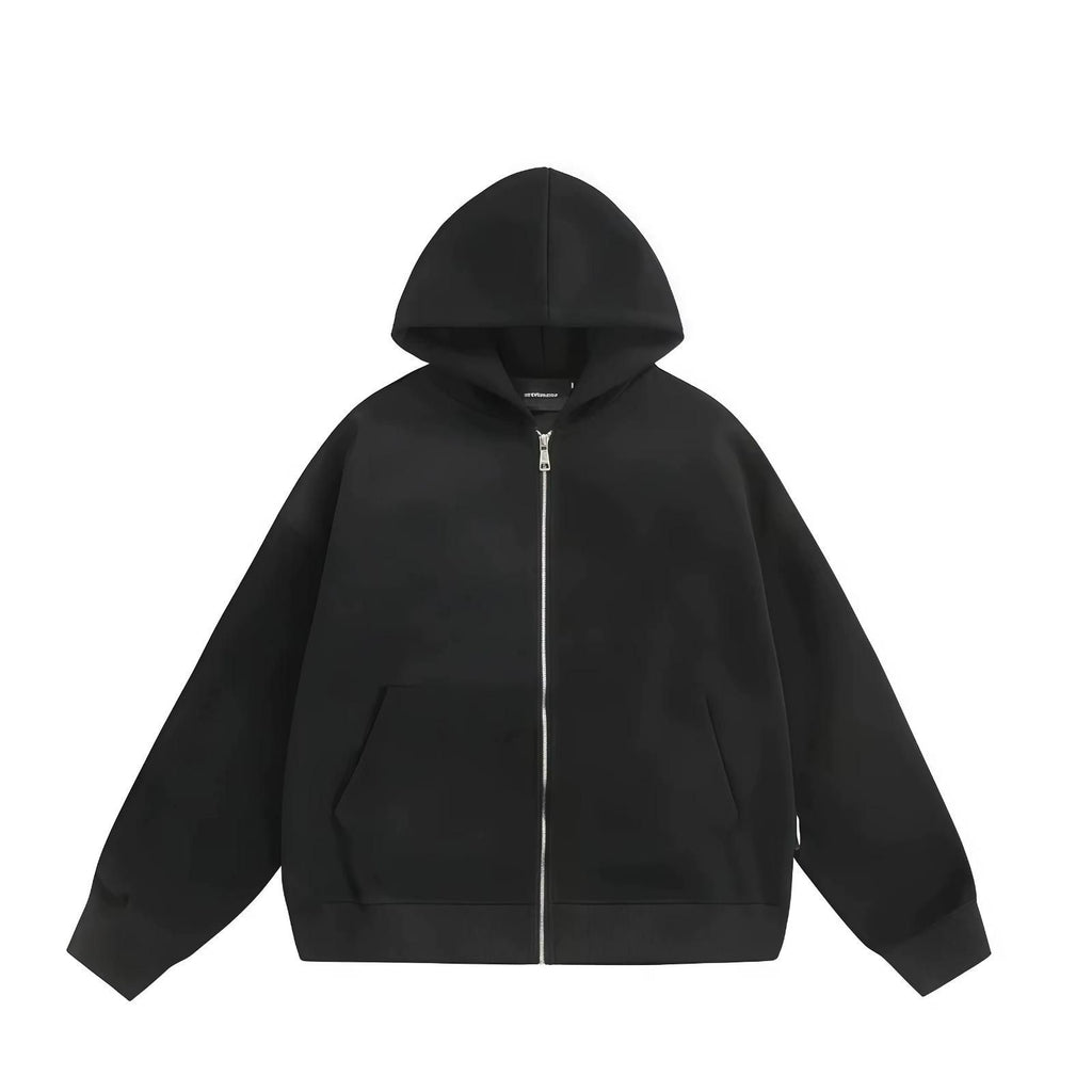 Men's Solid Custom Backpack Zip Up Hoodie